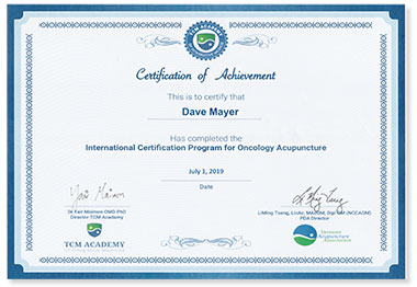 International Oncology Acupuncture Certificate